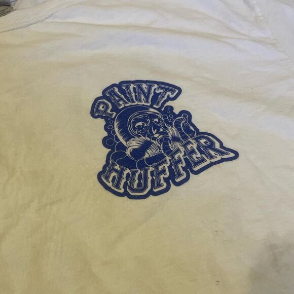 gildan white and blue graffiti logo graphic paint shop tshirt size 2xl - Picture 3 of 8